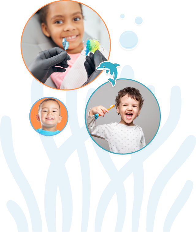 Crianças sorrindo, escovando os dentes e com aparelho infantil na Clínica Risoarte na Mooca