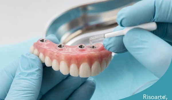 Manutenção e limpeza de prótese protocolo para preservar o tratamento